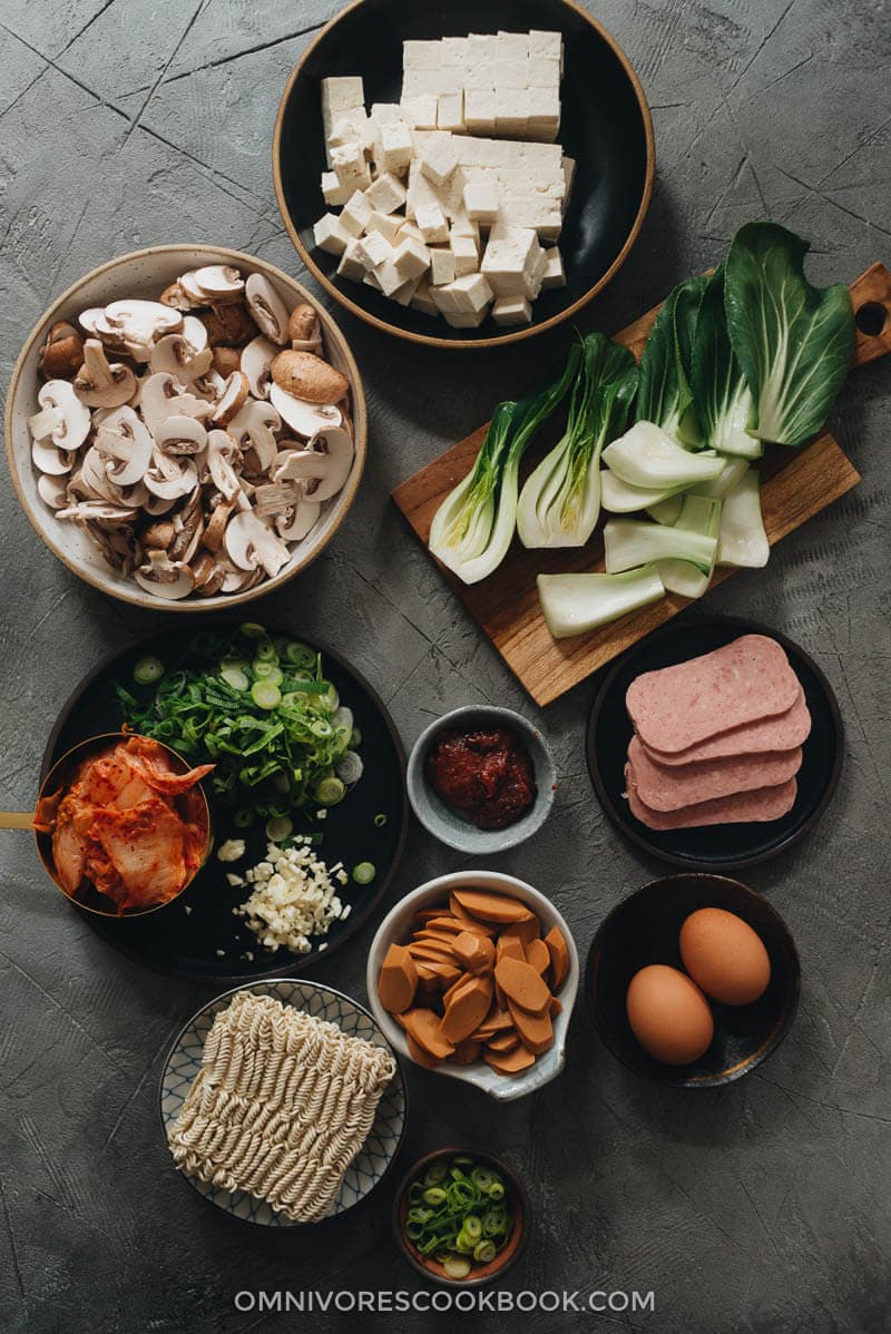 Budae Jjigae (Korean Army Stew) in under 30 minutes– Takes Two Eggs