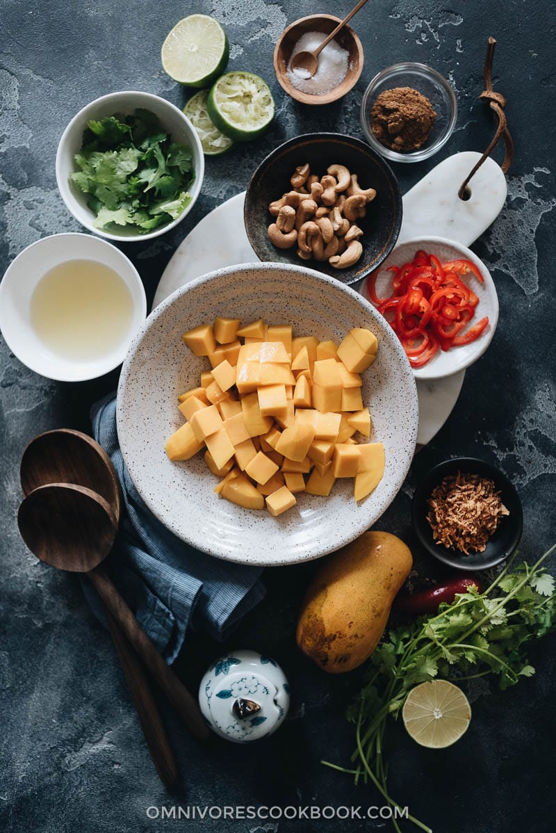 Mango salad ingredients