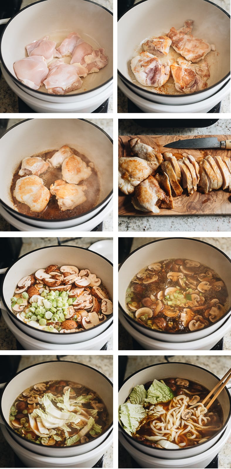 Chicken udon soup step-by-step