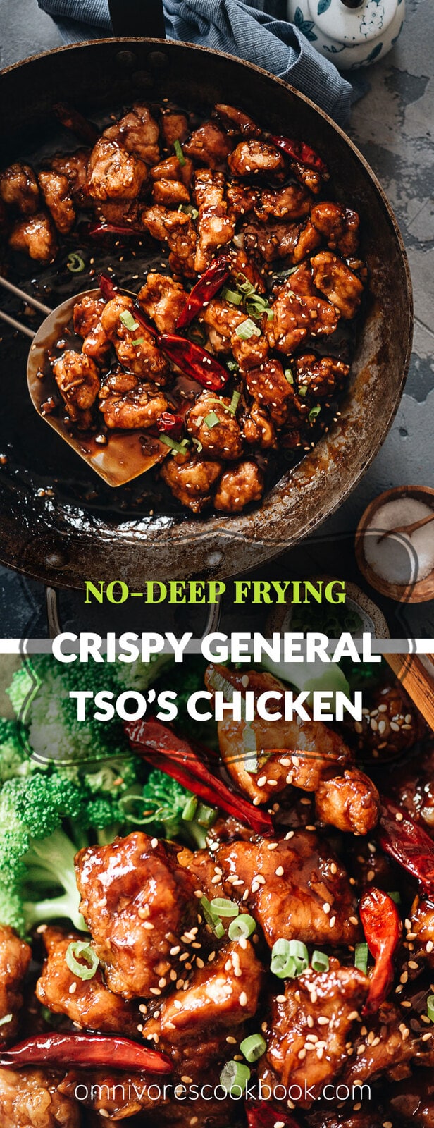 General Tso’s Chicken - An easy General Tso's chicken recipe that yields crispy chicken without deep-frying, served with a sticky, tangy, and sweet sauce. It also uses much less sugar while maintaining a great bold taste. Once you’ve tried it, you’ll skip takeout next time because it’s so easy to make in your own kitchen. {Gluten-Free Adaptable}