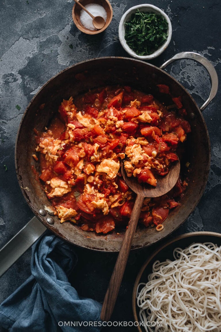 15Minute Tomato Egg Noodles Omnivore's Cookbook