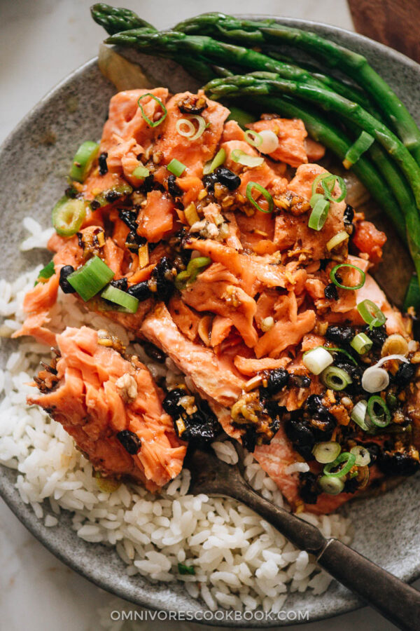 Steamed Salmon in Black Bean Sauce Omnivore's Cookbook