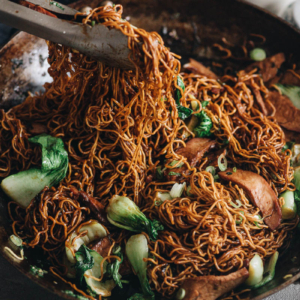 Chinese BBQ pork fried noodles