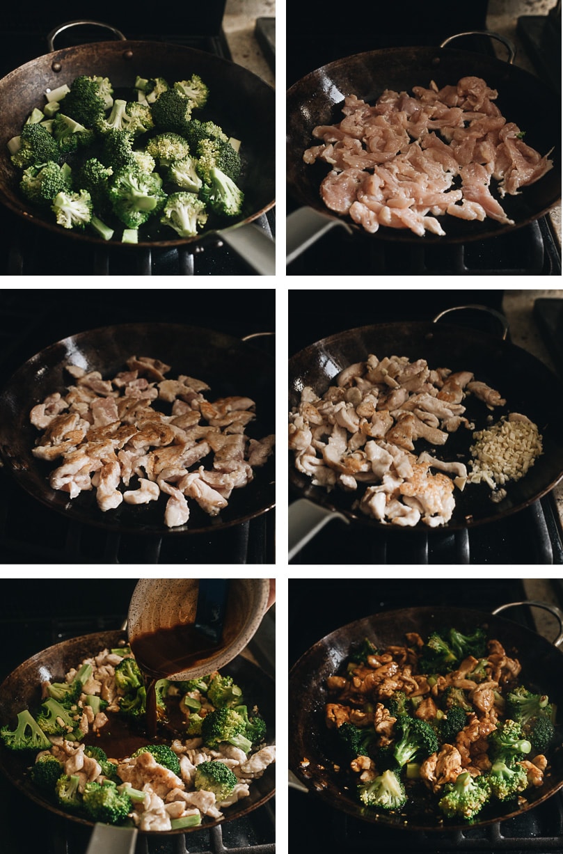 Chicken and broccoli cooking step-by-step