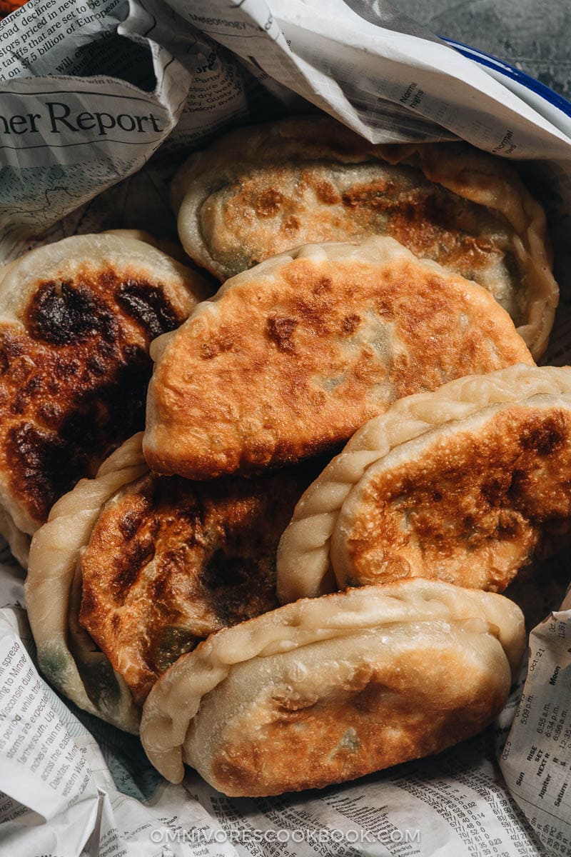 Homemade Chinese chive dumplings close-up