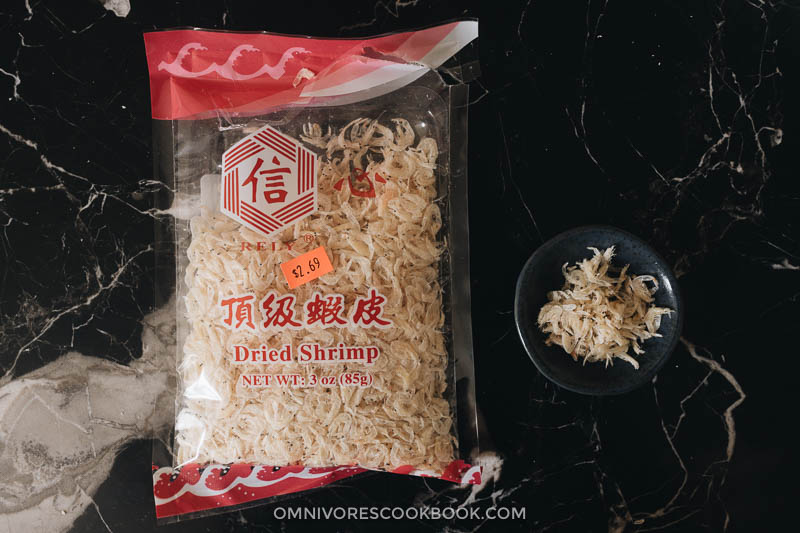 Dried papery shrimps