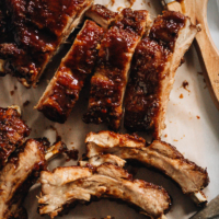 BBQ pork ribs close-up