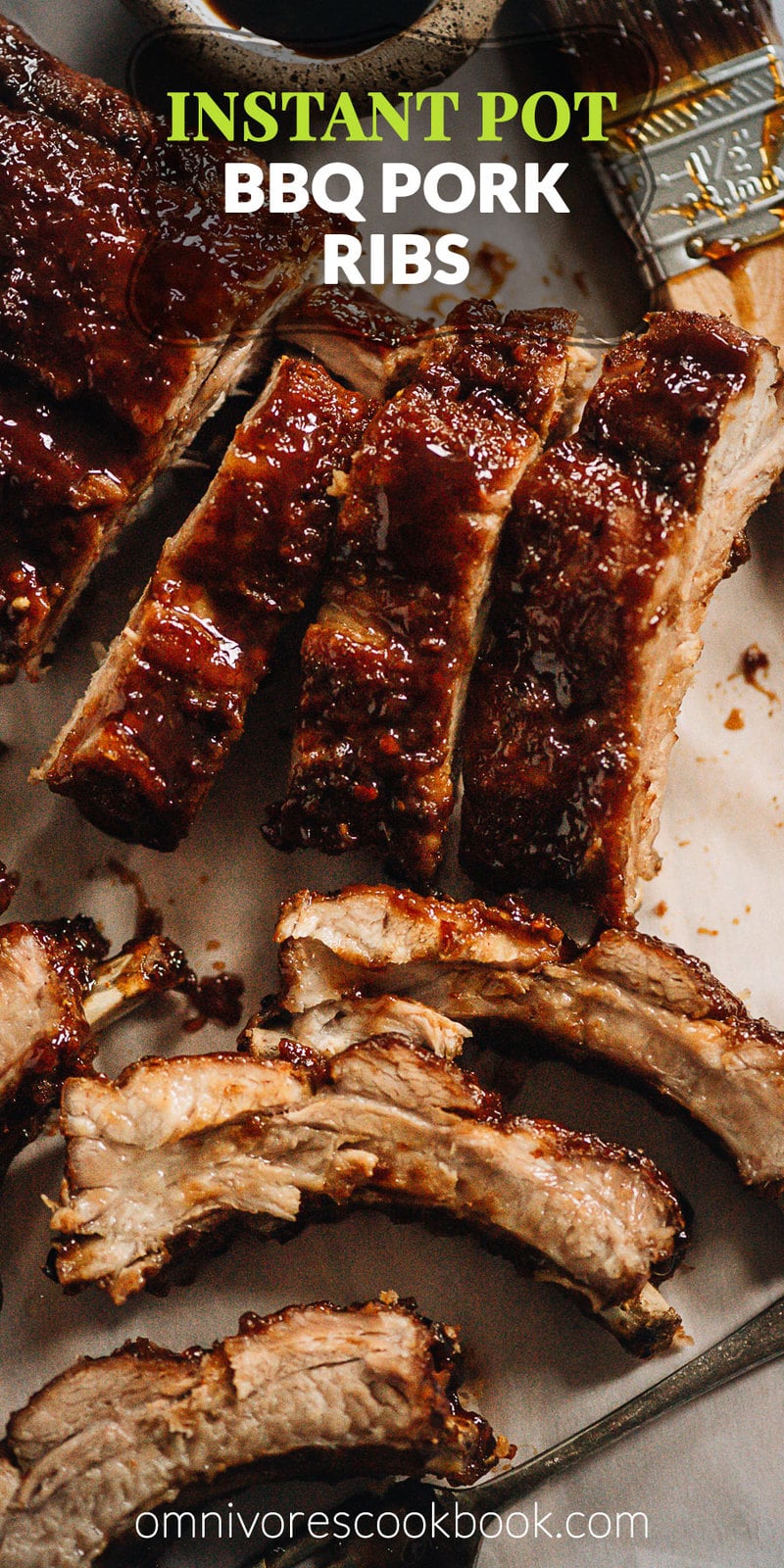 Instant Pot Pork Ribs (Chinese-Style) - A super easy Instant Pot pork ribs recipe that produces juicy tender pork with a sticky glossy glaze just like real-deal barbeque pork. It takes merely 10 minutes to set up, and your dinner will be done in 30 minutes. An Asian style dry rub and BBQ sauce are included, but you can use your own favorite seasonings in this recipe as well. {Gluten-Free}
