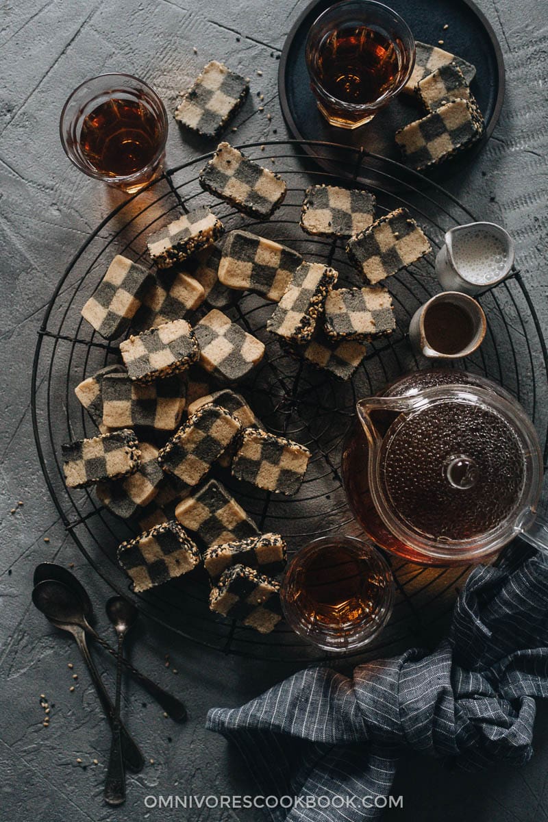 Homemade sesame checkerboard cookies