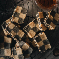 Sesame checkerboard cookies close-up