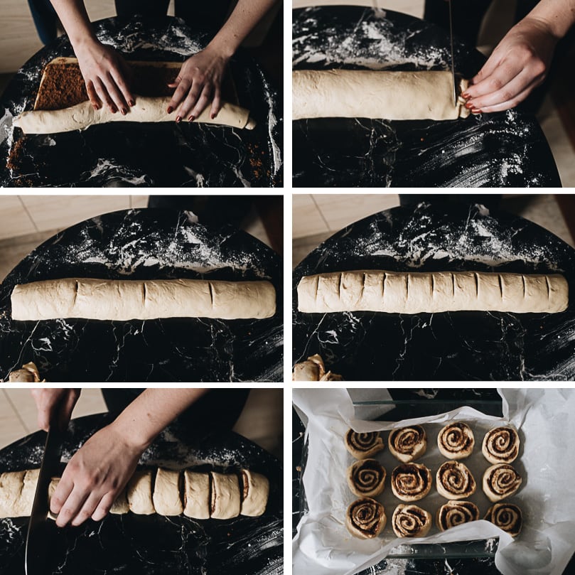 Assemble homemade cinnamon rolls