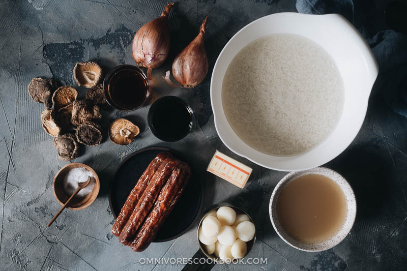 Ingredients for making sticking rice dressing