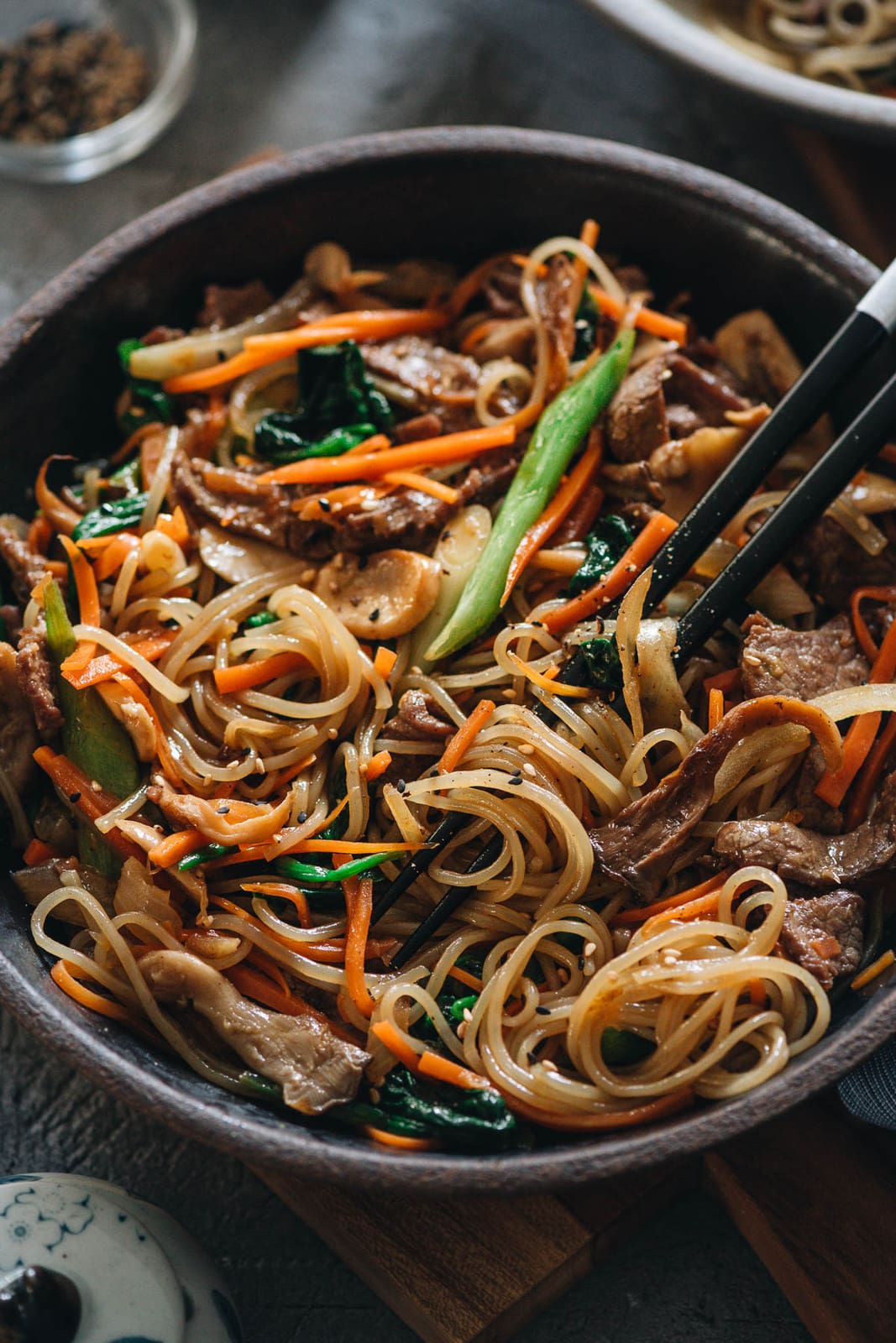 Primo piano di Japchae