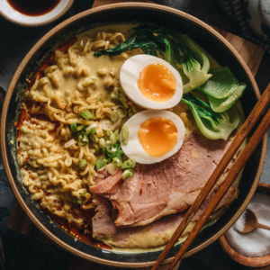 15-Minute Curry Ramen with Leftover Ham | A super easy recipe that turns your leftover ham into a scrumptious one-pot dinner. The curry broth is made with coconut milk, butter, and garlic to create a super rich texture that’s bursting with flavor. I’ve included notes so you can tweak the recipe using ingredients you already have in your pantry. {Gluten-Free adaptable}