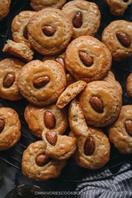 Chinese almond cookies showing texture