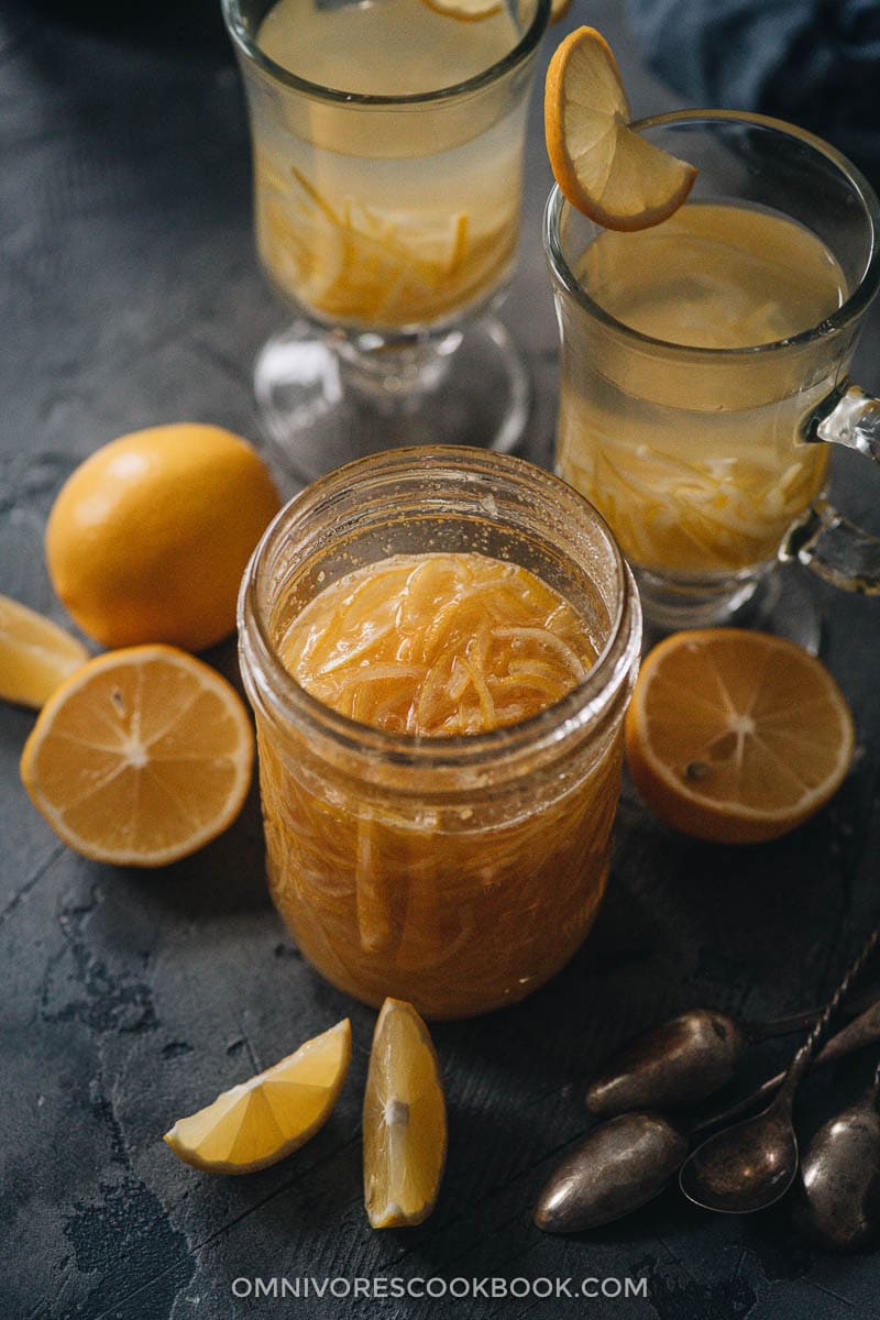 Homemade citron tea in a jar