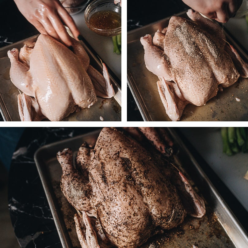 Prepare chicken for roasting