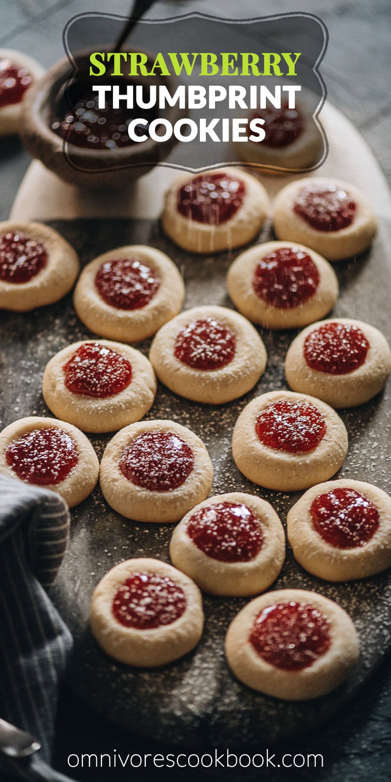 Strawberry Thumbprint Cookies | Buttery and soft cookies are filled with sticky star anise infused strawberry jam. It’s a super easy yet unique thumbprint cookies recipe that takes no time to put together. It’s perfect for Christmas, New Year, and other holiday.