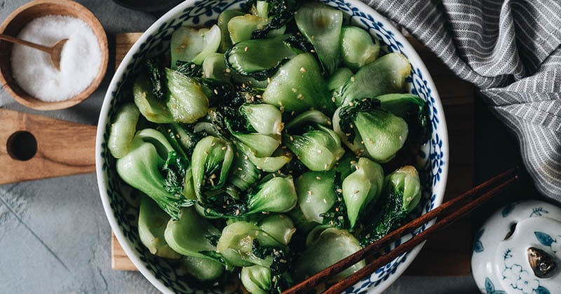 Easy Bok Choy Breakfast Skillet with crispy garlic — Recipe Fiction