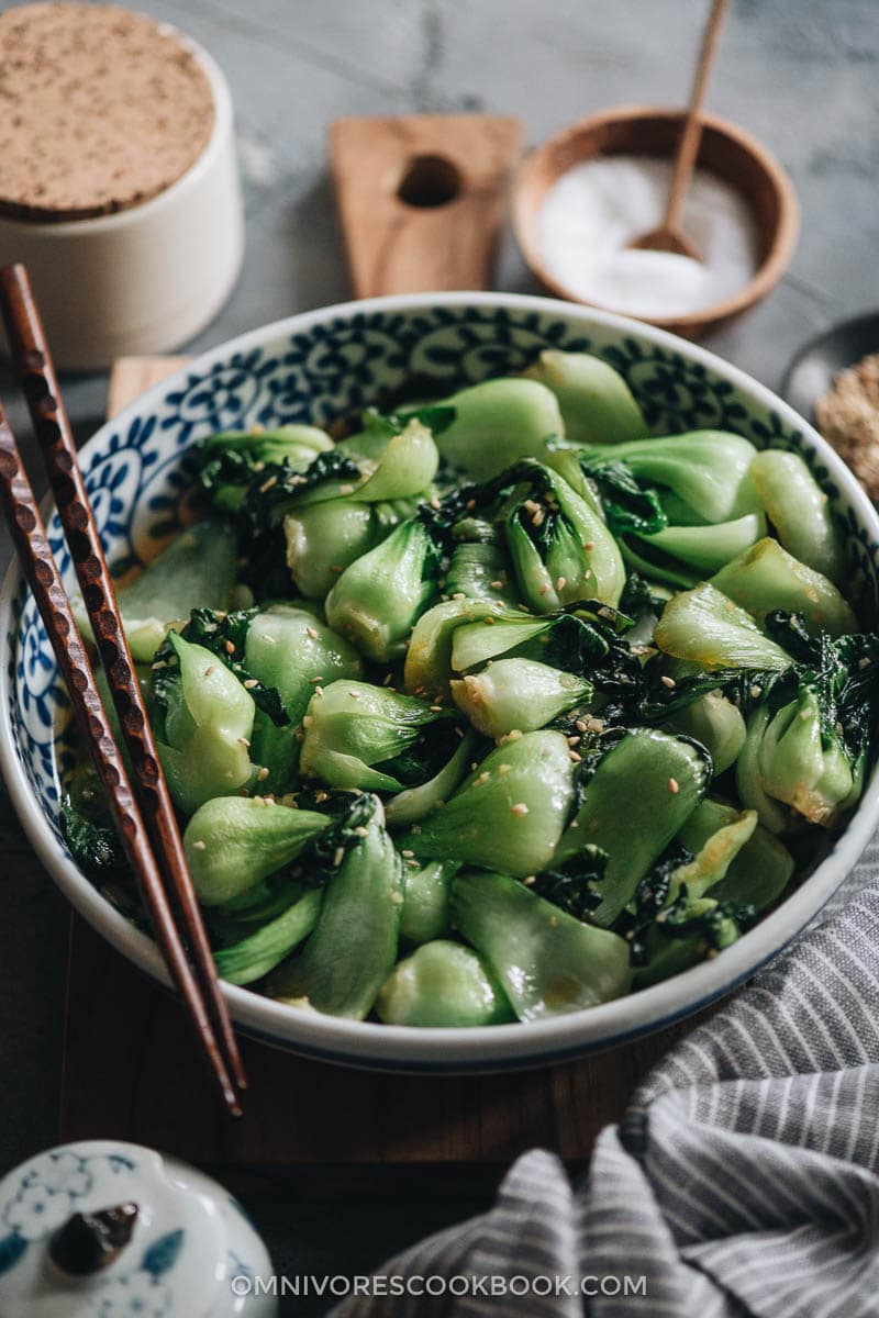 Easy Bok Choy Breakfast Skillet with crispy garlic — Recipe Fiction