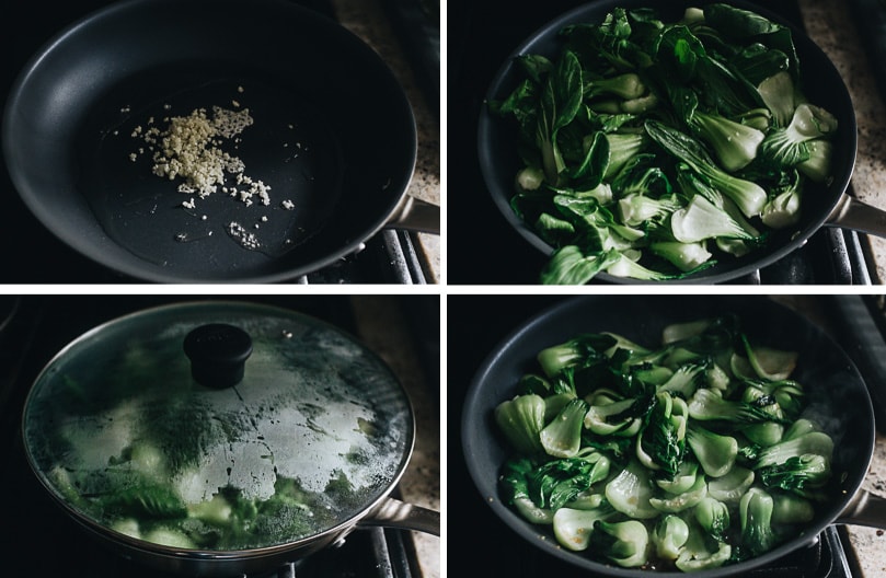 Easy Bok Choy Breakfast Skillet with crispy garlic — Recipe Fiction