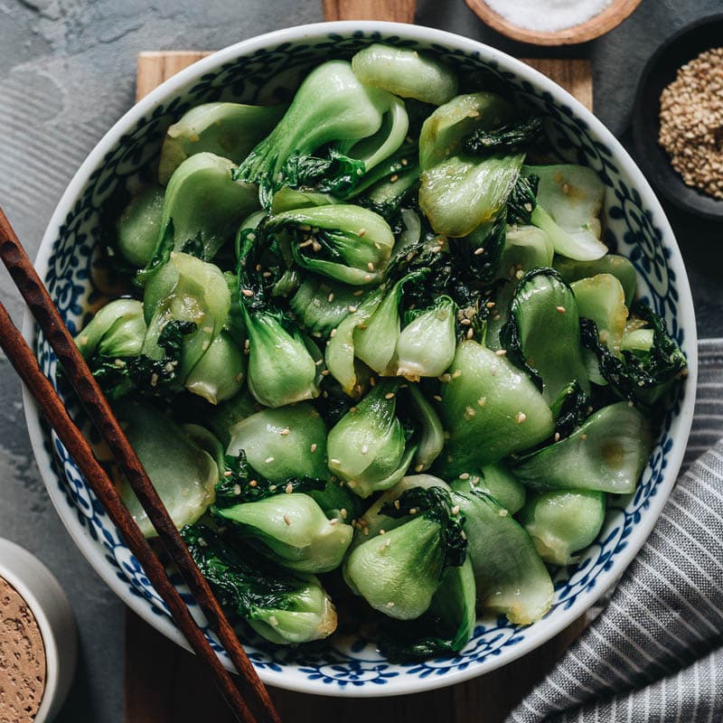 Easy Bok Choy Breakfast Skillet with crispy garlic — Recipe Fiction