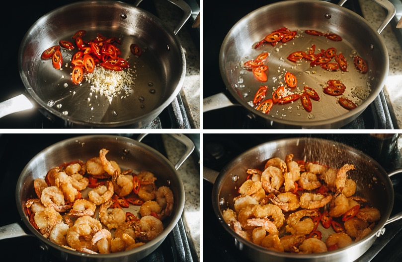 Making salt and pepper shrimp step-by-step