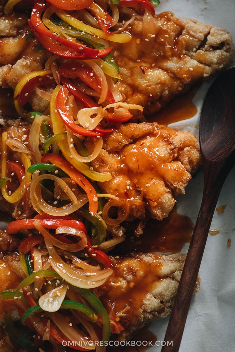 Sweet and sour fish close-up