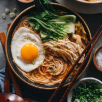 Korean noodle soup close-up