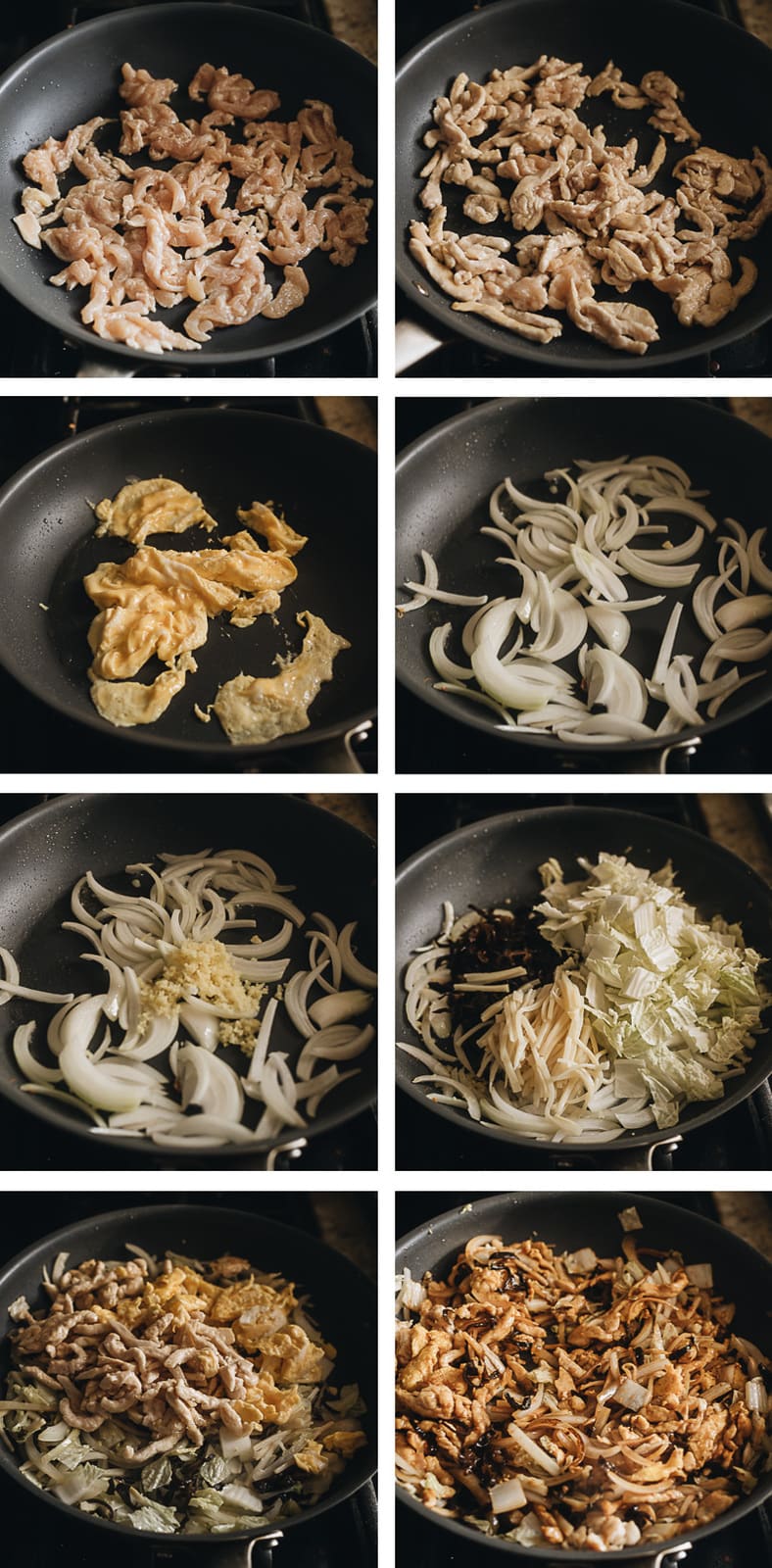 Moo shu chicken cooking step-by-step