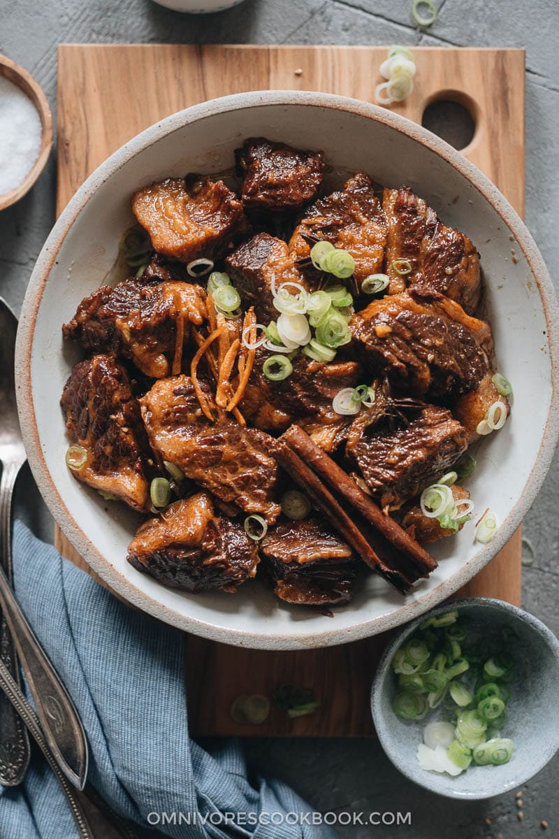 Braised beef brisket in a bowl