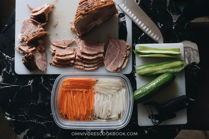 Ingredients for making banh mi