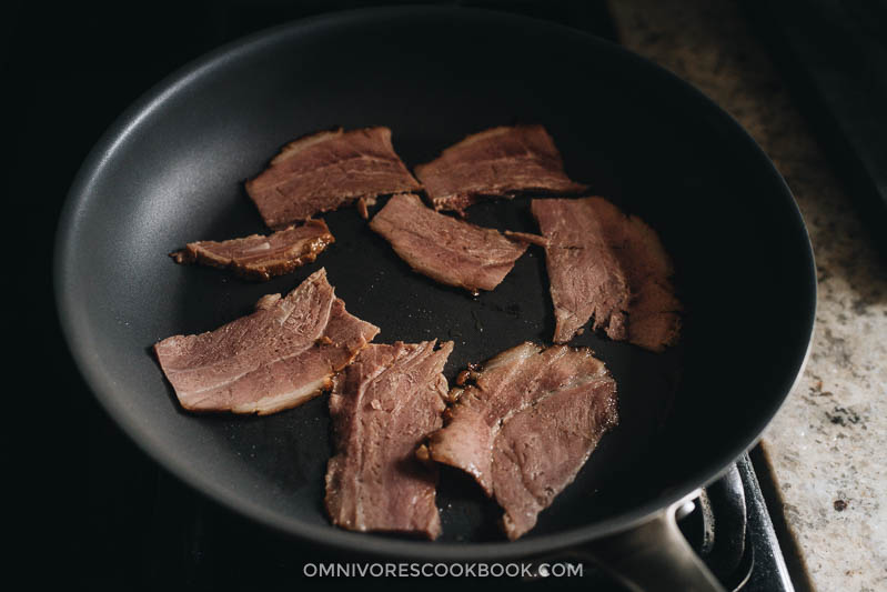 Searing leftover ham