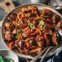 The popular flavors from the local Chinese restaurant are yours with a ginger chicken recipe that’s as easy as it gets for savory and sweet taste!
