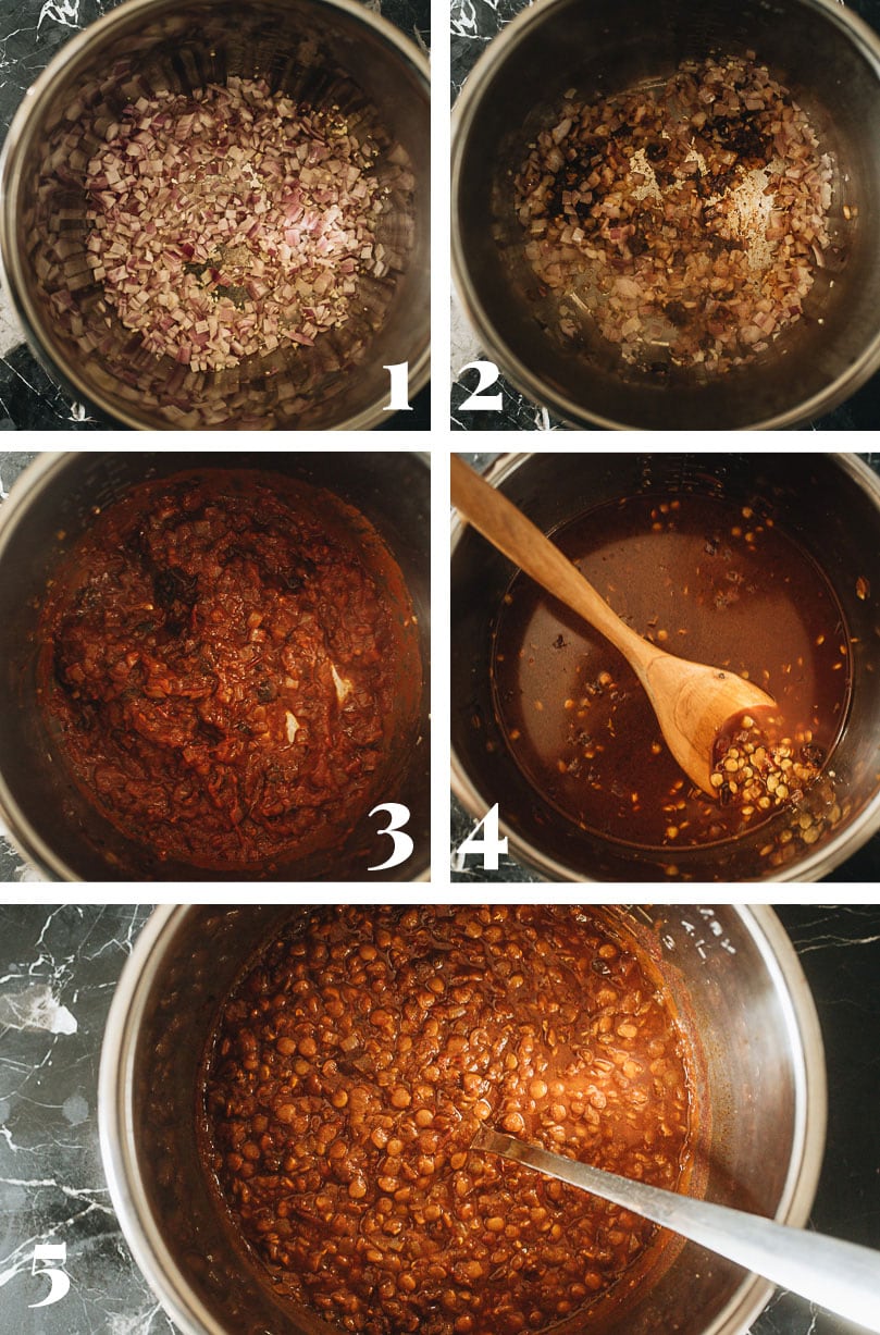How to make Instant Pot lentil soup step-by-step