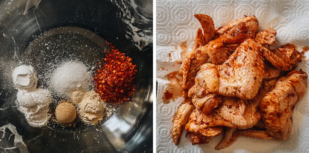 Rub the wings with dry mix