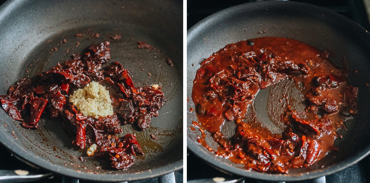 Cook the spicy sauce on stovetop