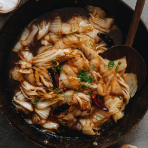 This easy napa cabbage stir fry recipe makes crunchy crispy napa cabbage served in a rich hot and sour sauce that’s lightly sweet. Serve it as a side that completes your meal while piquing your appetite. {Vegan}