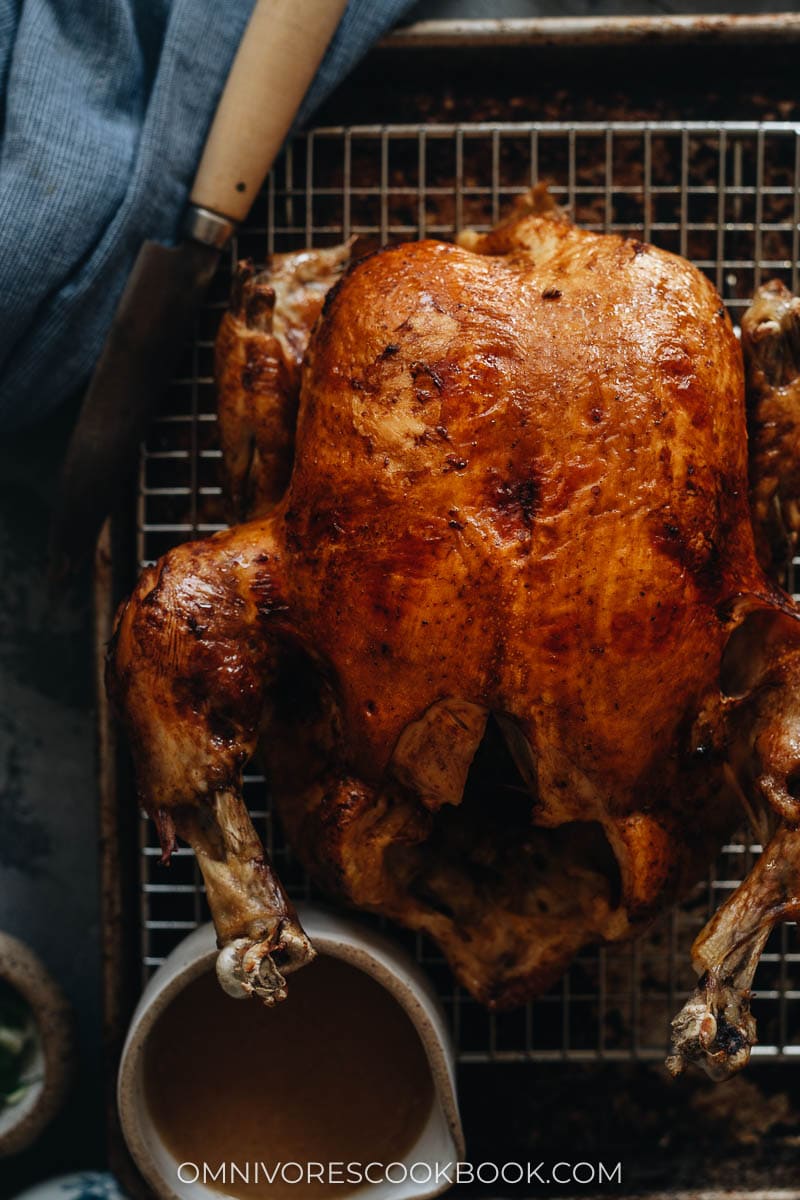 Roasted whole chicken with gravy