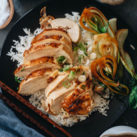 My Instant Pot whole chicken recipe brings you fall-off-the-bone flavorful chicken with a fragrant savory gravy. Use this easy brine to make the juiciest chicken and finish it up with a soy glaze for an extra kick.