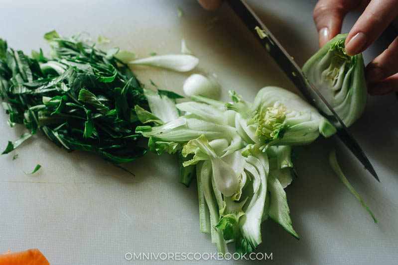 How to cut baby bok choy for stir fry