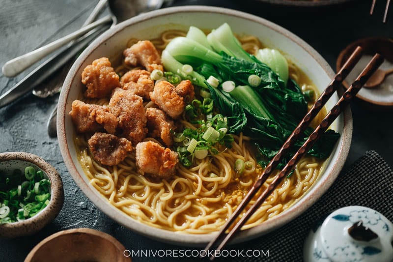 Curry Noodle Soup with Popcorn Chicken Omnivore's Cookbook