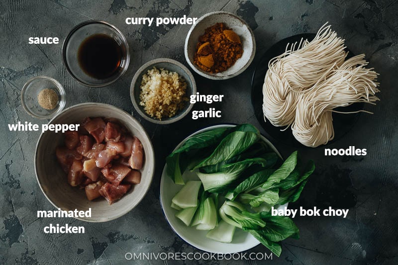 Curry noodle soup ingredients