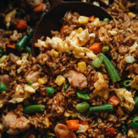 Chicken fried rice close up