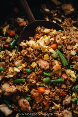 Chicken fried rice close up