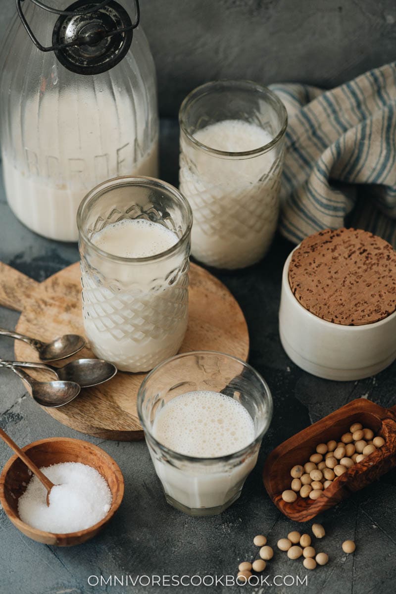 Soy milk served in glasses