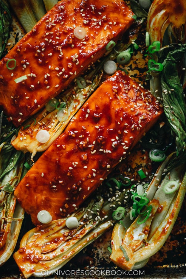 Sweet and Sour Salmon with Bok Choy Omnivore's Cookbook
