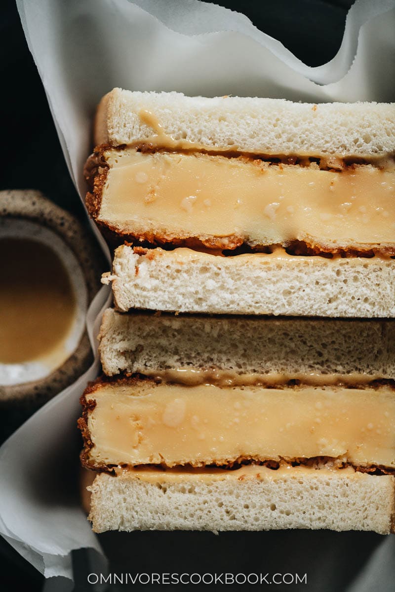 Egg katsu sando close-up