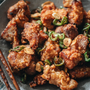 Salt and pepper pork close-up