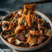 Restaurant-style cumin lamb noodles are made with homemade hand-pulled noodles and tender chunks of lamb that make for a bold taste in an addictive chili oil sauce.